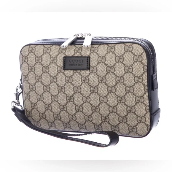 GUCCI GG SIGNATURE SUPREME EDEN WRISTLET POUCH COSMETIC MAKEUP CLUTCH BAG - Picture 6 of 9